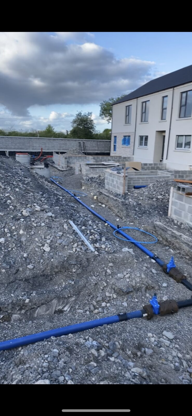 110mm HDPE water main installation in open trench, Ireland