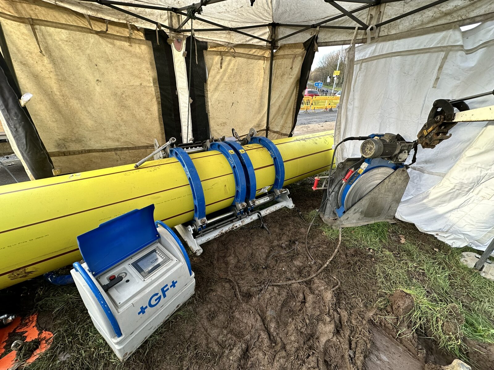 630mm butt fusion welding on gas pipeline